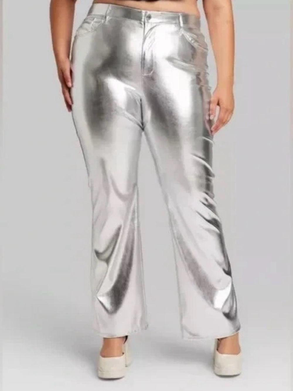 Wild Fable Metallic Silver Straight Leg Pants NWT Multiple Sizes - Picture 4 of 12